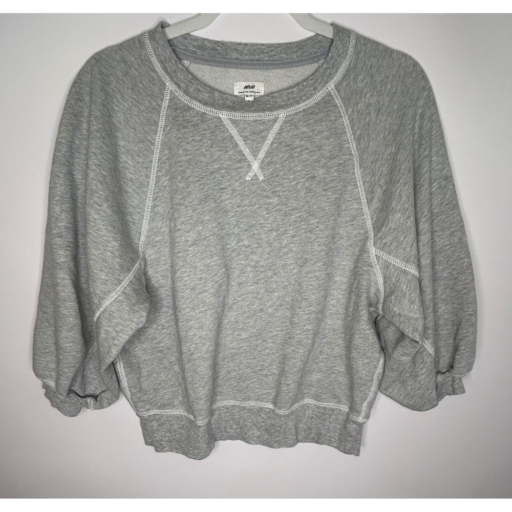 Aerie Raglan Sweatshirt Women XS Gray Excellent